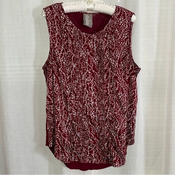 dolan x Anthro L Burgundy White Three Button Front Ditsy Floral Sleeveless Top - Picture 4 of 12